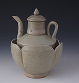 宋青釉帶蓋瓷溫酒壺（帶溫碗）